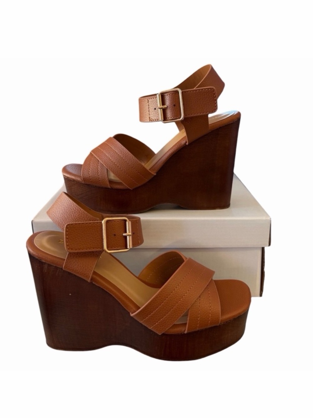 Bamboo Timber Wedge Open Toe Sandals Womens Summer Vacation Beach Party Festival